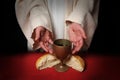 Hands of Jesus and Communion Royalty Free Stock Photo