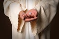 The Hands of Jesus Holding Pearl Royalty Free Stock Photo