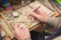 Hands of jeweller Royalty Free Stock Photo