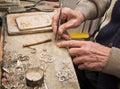 Hands of jeweller Royalty Free Stock Photo