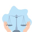 hands with justice balance symbol isolated icon