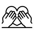 Hands keep heart icon, outline style