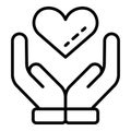 Hands keep heart icon, outline style