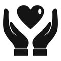 Hands keep heart icon, simple style