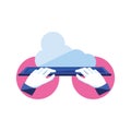 Hands with keyboard computer and cloud computing Royalty Free Stock Photo