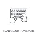 Hands and Keyboard linear icon. Modern outline Hands and Keyboar