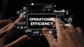 Hands on Keyboard with Operational Efficiency Text and Modern Data Visualization Graphics in Business Environment Royalty Free Stock Photo