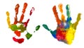 Hands Kid painted, stamped on paper Royalty Free Stock Photo