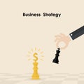 Hands and King of chess symbol.Business and marketing strategy.Businessman hand holding chess king piece.Leader and teamwork Royalty Free Stock Photo