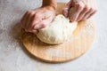 Hands knead dough Royalty Free Stock Photo