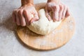 Hands knead dough Royalty Free Stock Photo