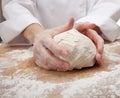 Hands kneading bread dough Royalty Free Stock Photo