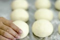 Hands kneading bread dough Royalty Free Stock Photo