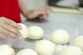 Hands kneading bread dough Royalty Free Stock Photo