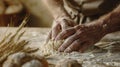 The hands kneading dough.AI generated image Royalty Free Stock Photo
