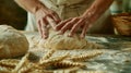 The hands kneading dough.AI generated image Royalty Free Stock Photo