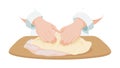 Hands Kneading Dough, Baking Preparation Process, vector design Generative AI Royalty Free Stock Photo
