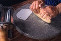 Hands kneading dough for bread Royalty Free Stock Photo