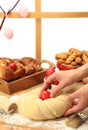 Hands kneading the Easter bread Royalty Free Stock Photo