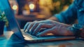 The Hands on Laptop Keyboard.AI generated image Royalty Free Stock Photo
