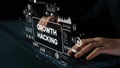 Hands On Laptop Keyboard Displaying Concept Of Growth Hacking With Data Visualization And Analytics. Asymptotic smart Royalty Free Stock Photo
