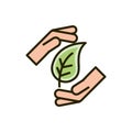 Hands leaf ecology saving nature drawing Royalty Free Stock Photo