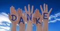 Hands With Letters Building Danke Means Thank You Royalty Free Stock Photo