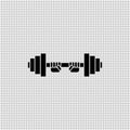 Hands lifted barbell weight. Black transparent icon. Isolated outline vector illustration.