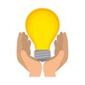 Hands lifting bulb light