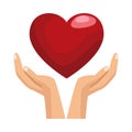 Hands lifting heart love symbol isolated icon