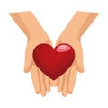 Hands lifting heart love symbol isolated icon