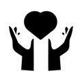 Hands lifting heart love symbol silhouette style icon