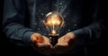 hands light bulb, Businessman holding, concept New ideas, Creative idea,