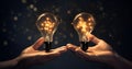 hands light bulb, Businessman holding, concept New ideas, Creative idea,