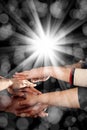 Hands and lightbeams Royalty Free Stock Photo