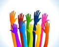 Hands diversity people hands up logo vector web image Royalty Free Stock Photo