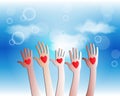 Hands love heart charity people logo vector web image Royalty Free Stock Photo