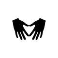 Hands make heart shape icon. People arms making heart sign outline vector