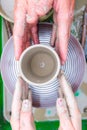 Pot on a pottery wheel. Royalty Free Stock Photo