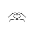 Hands making heart line icon Royalty Free Stock Photo