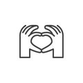 Hands making heart line icon Royalty Free Stock Photo