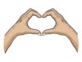Hands making heart sign sketch engraving vector Royalty Free Stock Photo