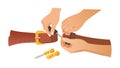 Hands Making Leather Belt DIY Accessory Craft Vector, vector design Generative AI Royalty Free Stock Photo