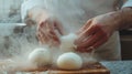 The hands making mozzarella.AI generated image Royalty Free Stock Photo