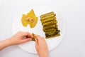 Stuffed grape leaves in Turkish style Royalty Free Stock Photo