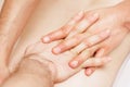 Hands of male therapist doing back massage Royalty Free Stock Photo