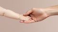 Hands of a man and a child. The concept of caring for the child. Generative AI