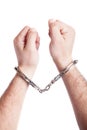 Hands of a man with handcuffs Royalty Free Stock Photo