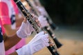 Hands of man playing the clarinet in the Marching Band