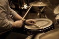 Hands of a man playing a drum set Royalty Free Stock Photo